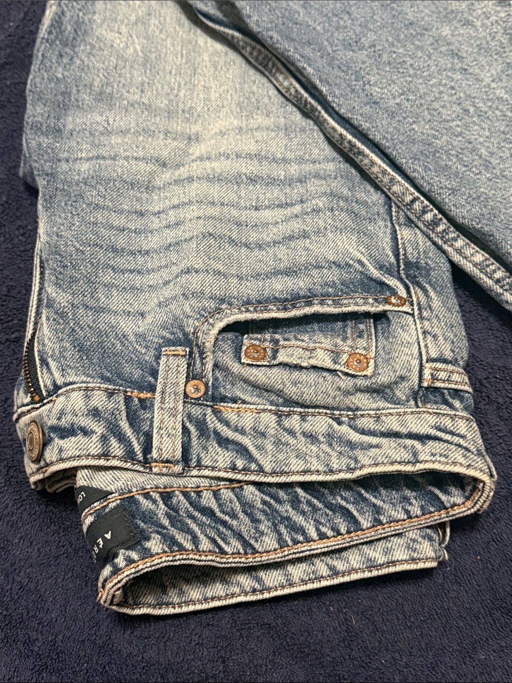 Aeropostale Low Rise Baggy Light Blue Straight Leg Jeans size 00 Short - Picture 9 of 16